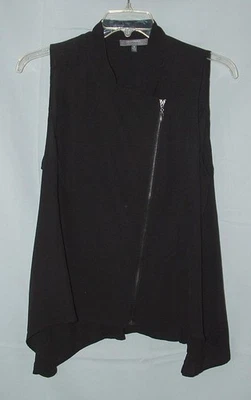 LISA RINNA Black Sz 14 Casual or Dress Sleeveless Asymmetrical Zip Front Shirt - Image 1 of 4