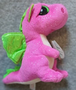 Ty Beanie Boo Darla rosa glitzernder Drache grüne Flügel weiches Plüschtier 6 Zoll mit Etikett - Bild 1 von 4