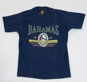 Vintage 80s Bahama VACATION T-Shirt Sz L Beach USA Made Blue Faded Single Stitch - Picture 1 of 14