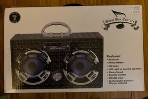 Negro Boombox Alta Costura Luces LED Retro Bluetooth Altavoz Radio Control Remoto SD - Imagen 1 de 6