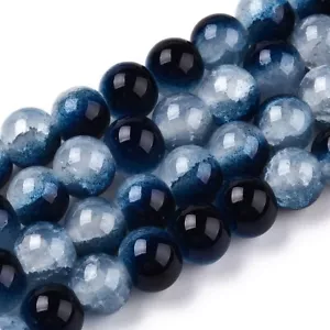 Crackle Glass Beads 8mm Dark Blue Mixed Ombre Bulk Jewelry Supplies Mix 20pcs - Picture 1 of 2