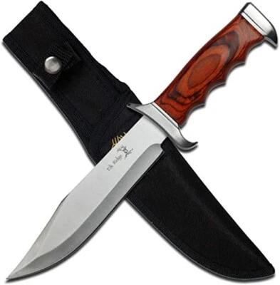 Cuchillo Bowie Grande 12 3/8" Total 440 Acero Inoxidable Clip Punta Hoja Elk Ridge  Foto 1 de 4