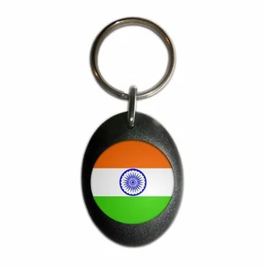 India Flag Plastic Oval Key Ring (43mm x 32.5mm) - Picture 1 of 10