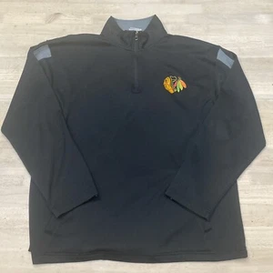 Chicago Blackhawks Mens 1/4 Zip Long Sleeve Sweater Sz Large Embroidered - Picture 1 of 6