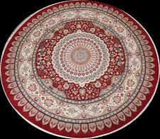 Vegetable Dye Floral Tebriz Oriental RED Area Rug Hand-knotted Wool 9'x9' Round