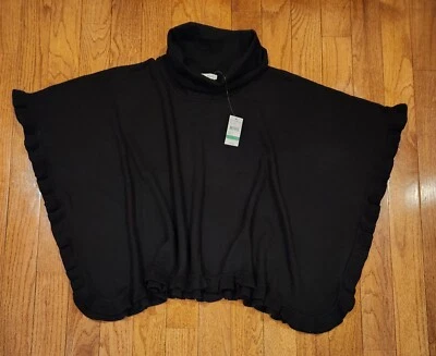 Studio Works женщин sz большой черный свитер вязаный водолазка пончо с оборками края - Изображение 1 из 4