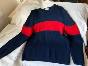 Vintage 1960’s-70s Demetre Wool Ski Sweater Men’s Large/DK Navy+Red/SURGERY $$ - Picture 1 of 4