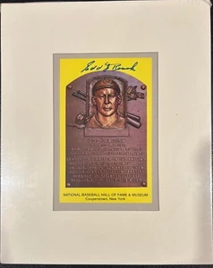 Edd Roush Autographed Hall of Fame Plaque Postcard - Picture 1 of 2