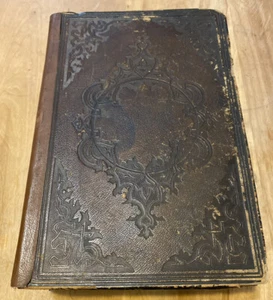 1800 LEATHER 4pc BIBLE Set Wetherill LAST FREE QUAKERS Important family History - Picture 1 of 15