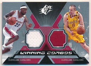 LEBRON JAMES ZYDRUNAS ILGAUSKAS 2005/06 SPX WINNING COMBOS DUAL CAVALIERS JERSEY