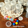 DecoJars 50-Pack 1/4 Oz Clear Plastic Jars With Screw Caps – 1TSP Size – For Geocache, Crafts, Samples