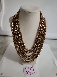 Kenneth Lane Gold Tone 5 Strand Hook Clasp Necklace EUC - Picture 1 of 6