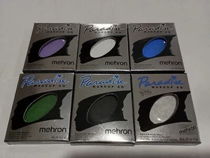 Mehron Paradise Makeup AQ Face Body Makeup Lot Of 6 Blue Purple Green Black New - Picture 1 of 18