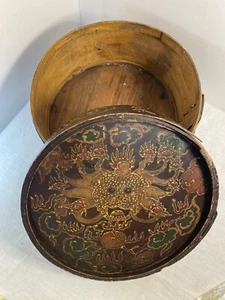 Rare Antique Chinese Hat Box Hand Painted 1870th - Picture 1 of 10