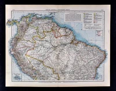 Карта 1900 раз Венесуэла Колумбия Бразилия Амазонка Анды Перу Эквадор Южная Америка - Изображение 1 из 4