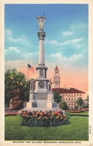 Postal Soldados y Marineros Monumento Worcester Massachusetts - Imagen 1 de 2