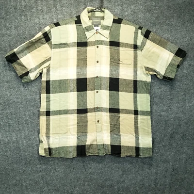 Bruno Washable Linen Shirt Mens XL Multicolored Plaid Short Sleeve Button Up Y2K - Image 1 of 4