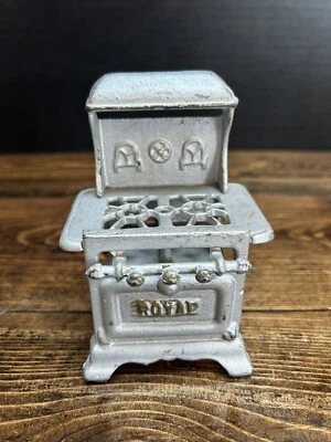 Antigua mini estufa de hierro fundido plateada real dos quemadores buen estado Foto 1 de 4