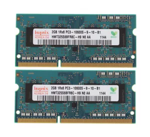 4GB Laptop RAM Hynix 2X 2GB PC3-10600 1Rx8 DDR3 1333Mhz 204Pin SO-DIMM Memory - Picture 1 of 6