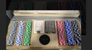 Aerin Cream & Gold Shagreen Poker Playing Card Boxed 300-Piece Game Set $2500 - Picture 1 of 15