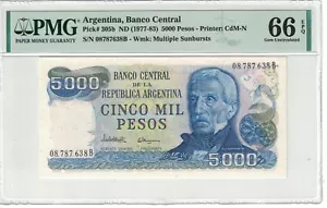 Argentina 5000 Pesos 1977-83 PICK# 305b PMG: 66 EPQ GEM UNC. #PL1883 - Foto 1 di 2
