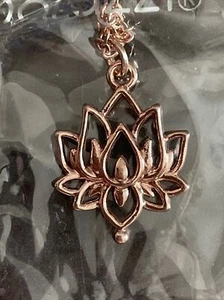 Rose Gold Lotus Blossom Flower Necklace With Dangly Earrings - Picture 1 of 3