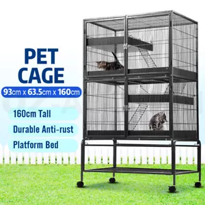 4 Levels Pet Cage Rabbit Hutch Cat Hamster Guinea Pig Ferret Chinchilla House - Picture 1 of 12