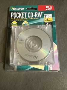 Memorex Pocket CD RW 8cm Rewritable 210 MB 24 Minute 4x Multi Speed 5 Pack - Picture 1 of 2