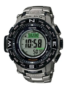 Reloj Casio Pro Trek Para Hombre Resistente Solar Tono Plateado Banda Titanio 56mm PRW3500T-7 - Imagen 1 de 1