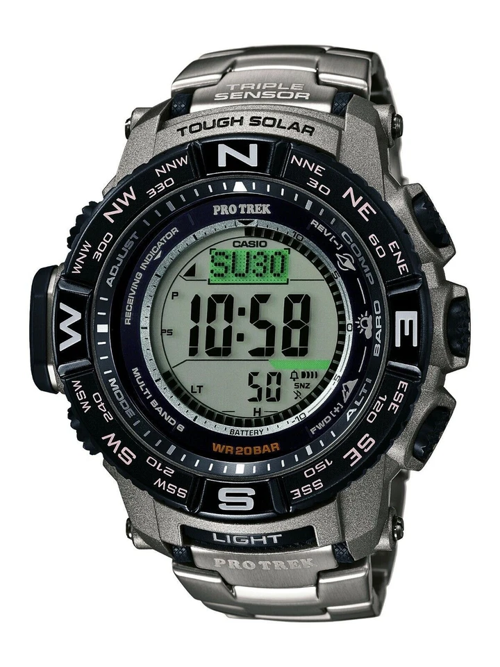 Casio Pro Trek Men's Tough Solar Silver-Tone Titanium Band 56mm Watch PRW3500T-7 - Image 1 of 1