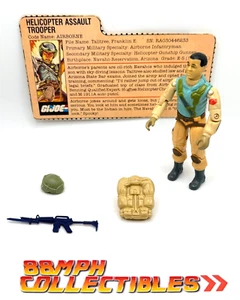 UNCRACKED Elbows COMPLETE 1983 GI Joe AIRBORNE w/ FILE CARD + Original Backpack - Picture 1 of 11