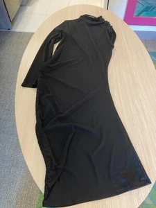 Zara schwarzes asymmetrisches Kleid US Größe Medium Langarm Maxilänge tailliert - Bild 1 von 3