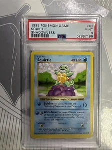 1999 POKEMON GAME BASE SET 63 SQUIRTLE SHADOWLESS PSA 9 MINT - Picture 1 of 2
