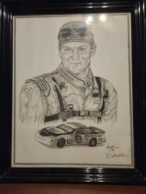 Dale Adkins Art Dale Earnhardt Jr. #8 Budweiser boceto impresión enmarcado y firmado  Foto 1 de 2