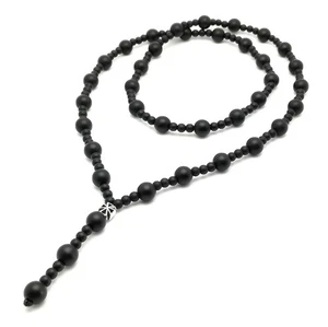 Collar piedra semipreciosa ónix rosario cadena señora cadena hombre cadena... - Imagen 1 de 5