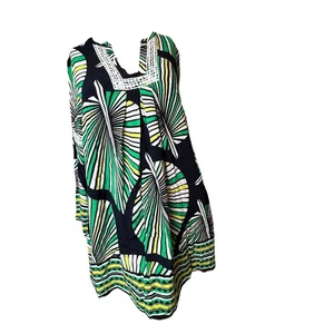 Crown & Ivy Tunika-Kleid Damen M Large Boho grün Print V-Ausschnitt Langarm - Bild 1 von 13