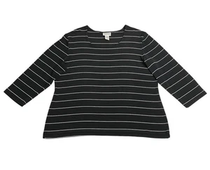 Chicos Travelers Top Damen 3 XL schwarz weiß gestreift 3/4 Slinky Stretch Karriere - Bild 1 von 9