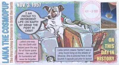Computer Designed “Laika The Cosmopup” Orbital Mission Event Cover - Image 1 of 2