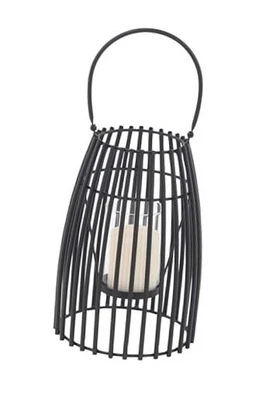  Linterna Vela Decorativa Metal Interior Exterior 8" x 8" x 12" Negra Foto 1 de 4