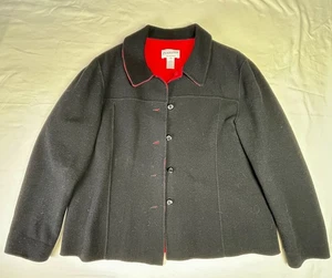 Vintage PENDLETON 100% Merino Wool Coat – Reversible Black & Red – Size XL - Picture 1 of 8