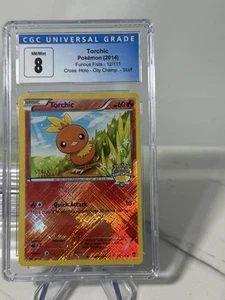 2014 Pokemon Torchic #12 Crosshatch Holo City Champ Staff Promo CGC 8 - Picture 1 of 1