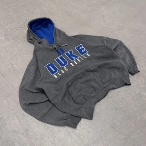 Duke Blue Devils Hoodie Embroidered Vintage Grey Medium Y2K NCAA Campus Heritage - Picture 1 of 9