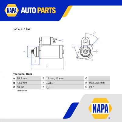 Starter Motor fits VW TOURAN 1T 1.4 1.9D 2.0D 03 to 15 Bosch 02E911023H Quality - Image 1 of 4