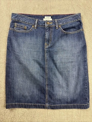 L.L. Falda vaquera Bean para mujer 4 lavado oscuro ajuste favorito espalda dividida hasta la rodilla Foto 1 de 4