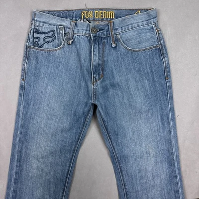 Pantalones de mezclilla Fox Racing para hombre 30x32 azules desgastados ropa de calle patinador desteñido Foto 1 de 4