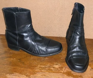 Florsheim Size 9EEE Men Black Leather Zip Side Vintage Boots - Picture 1 of 22