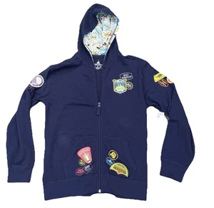New Disney Parks Zip Up Jacket Hooded Kids XL Blue WDW Mickey Donald Duck Goofy - Picture 1 of 24