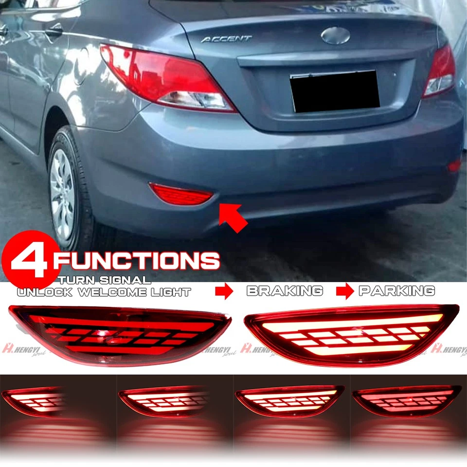 Luz traseira de LED para-choque traseiro para Hyundai Accent Sedan 2012-2017 sinal de seta de freio - Imagem 1 de 4