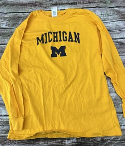 Camisa Gilden Maíz Y Azul Universidad de Michigan Talla Juvenil Grande Manga Larga - Imagen 1 de 3