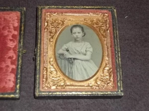 2 Antique Tin Type Photos Girls Children - Picture 1 of 4